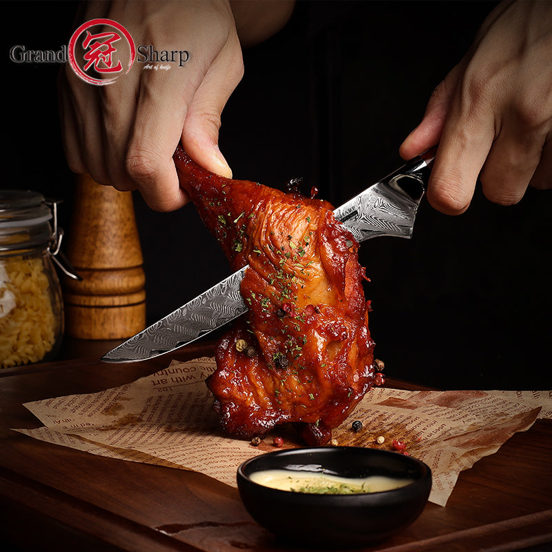 6 Inch Professional Kitchen Boning Knife AUS10 Damascus Steel 67 Layer Sharp Boning Kitchen Knife Rose Wood Handle