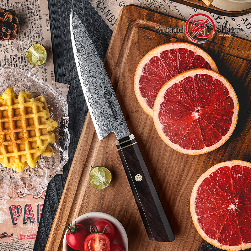 Grandsharp Kitchen Chef Knife 67-Layers Damascus Carbon Stainless Steel Utility Paring Knife with Ebony Handle