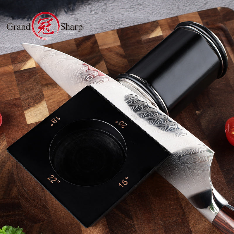 New Arrival Rolling Knife Sharpener Diamond Grinding Disc and Beech Wood Magnetic Angle Support Double-sided Grit Sharpener