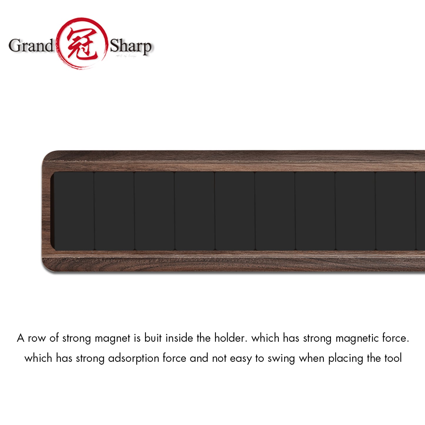 Grandsharp Strong Magnet Walnut Wood Knife Hanger Strip Magnetic Wall Mounted 15.8" Holder