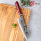 Grandsharp 7'' Santoku Knife 67 Layers S35VN Damascus Steel Carbon Fiber Red Risen Handle