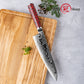 Grandsharp 8.5'' Damascus S35VN Steel Kitchen Chef Knife Carbon Fiber Red Risen Handle