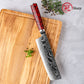 Grandsharp Custom 67 Layers S35VN Damascus Nakiri Knife Carbon Fiber and Red Risen Handle