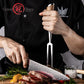 Grandsharp Forged Carving Fork 430 Stainless Steel Professional Meat Fork Resin Olive Wood Handle BBQ Tool Kitchen Essential