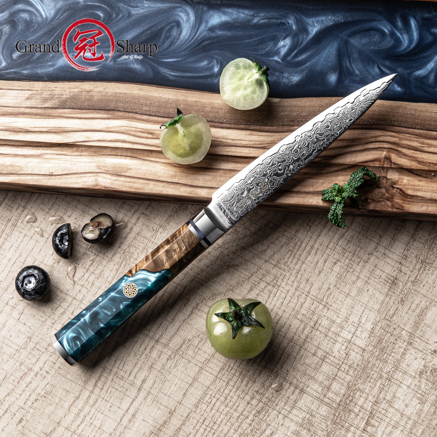 4.3'' Multi-purpose Utility Kitchen Knives Professional Damascus Carbon Steel 10CR15MOV Kitchen Paring Knife Cookware