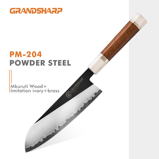 Grandsharp PM204 / M390 San Mai Steel Premium Santoku Knife