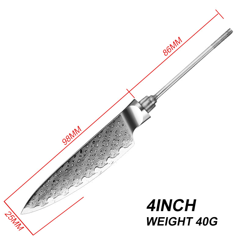 Professional DIY Damascus AUS-10 Steel Kitchen Knife Blank Blade Set Without Handle
