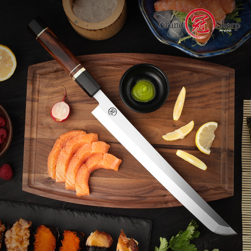 Premium Japanese Kitchen Knife Sakimaru Chef Knife 8cr18mov Steel Tuna Sashimi Cutting Tool Saya Scabbard Gift Box