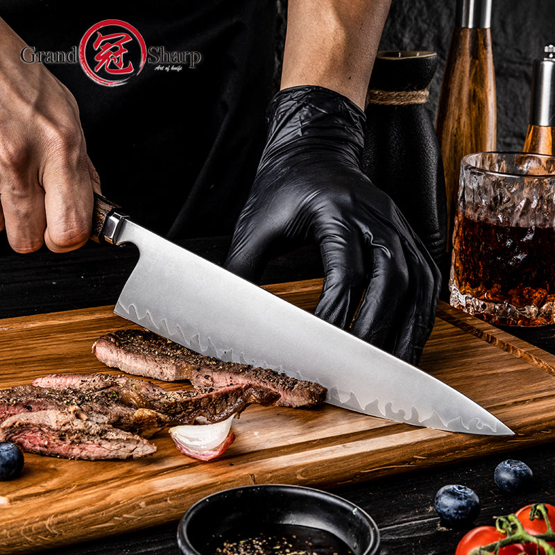 Grandsharp Handmade 5 Layers Clad High Carbon Stainless Steel Kitchen Chef Knife Forged Knives Ciricote Wood Handle