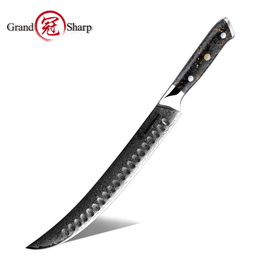 Grandsharp Professional 10Cr15CoMoV Damascus Steel Meat Slicer Knife