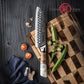 Grandsharp 7 Inch Damascus Steel Kitchen Santoku Knife 10Cr15MoV White Resin & Solidified Wood Handle