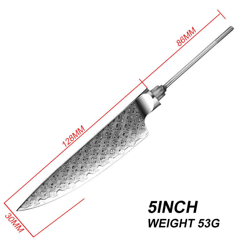 Professional DIY Damascus AUS-10 Steel Kitchen Knife Blank Blade Set Without Handle