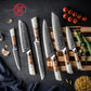 Grandsharp 6 Pcs Damascus Steel Chef Knife Sets with White Resin & Solidified Wood Handle