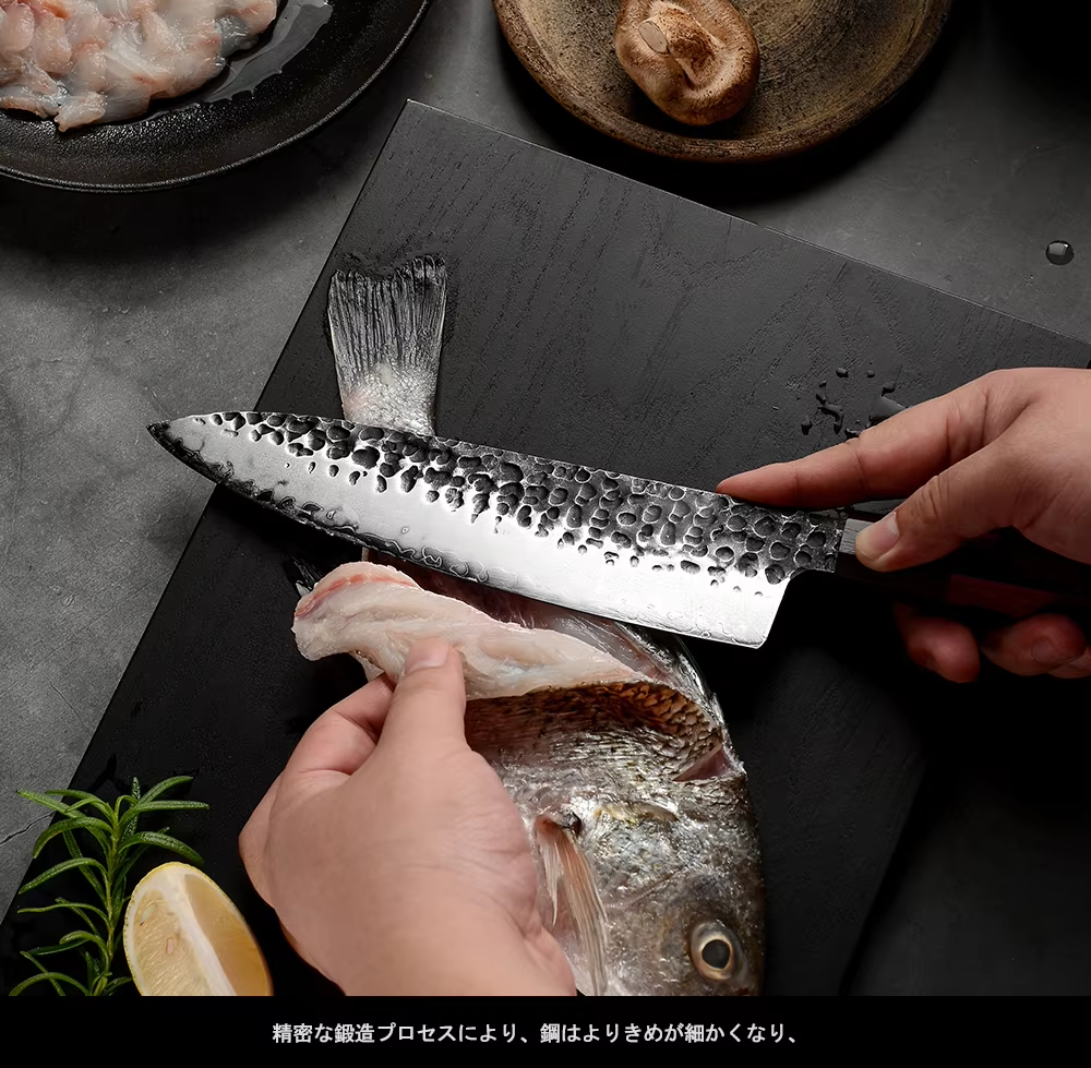 Grandsharp Hand Forged Kitchen Knife High Carbon Stainless Steel AUS10 Cutting Core Chef Knife with Mkuruti Wood Handle