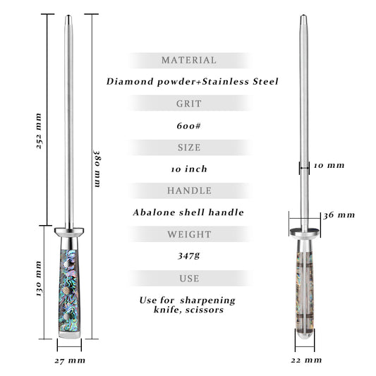 Grandsharp Diamond Sharpening Rod 600# with Abalone Handle