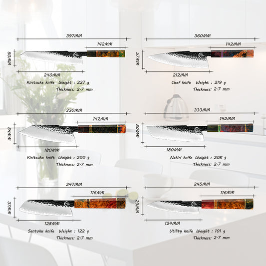 Grandsharp Handmade Forged Kitchen Chef Knife Collection with Kurouchi Finish