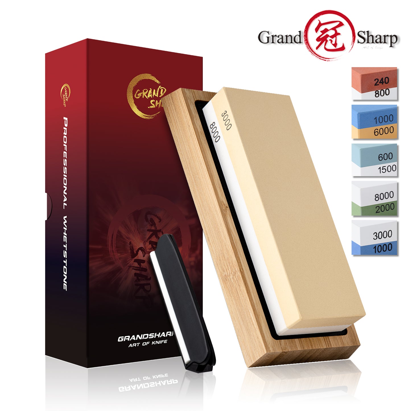 Sharpening Stone 1000 & 3000 Grit Double Sided Whetstone Set For Knives With Non-Slip Bamboo Base Free Angle Guide Corundum