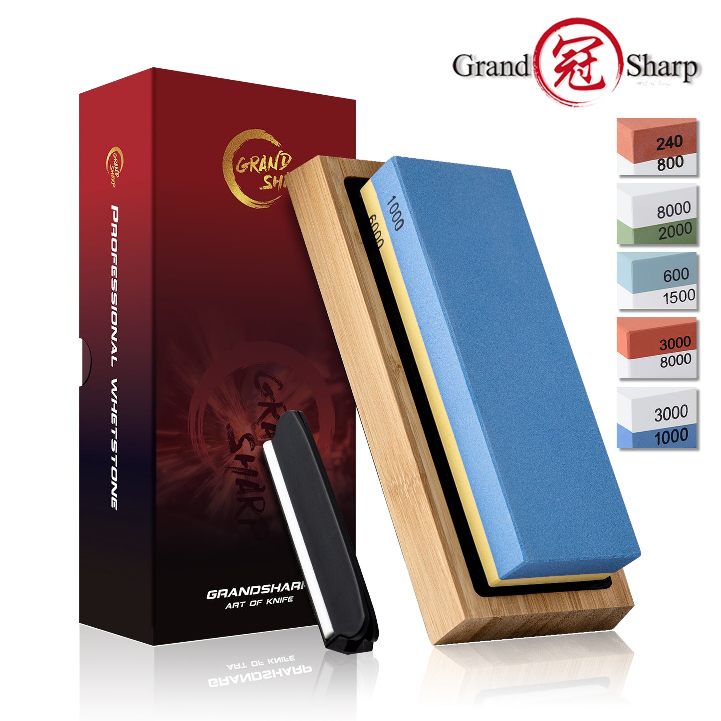 Sharpening Stone 1000 & 3000 Grit Double Sided Whetstone Set For Knives With Non-Slip Bamboo Base Free Angle Guide Corundum