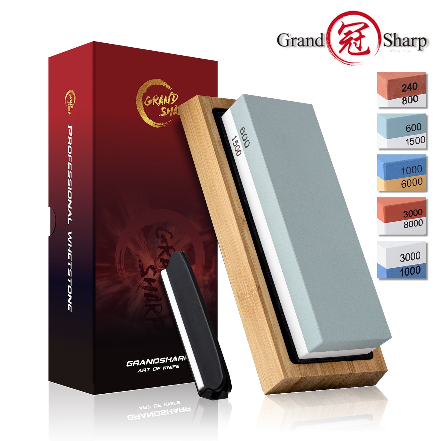 Sharpening Stone 1000 & 3000 Grit Double Sided Whetstone Set For Knives With Non-Slip Bamboo Base Free Angle Guide Corundum