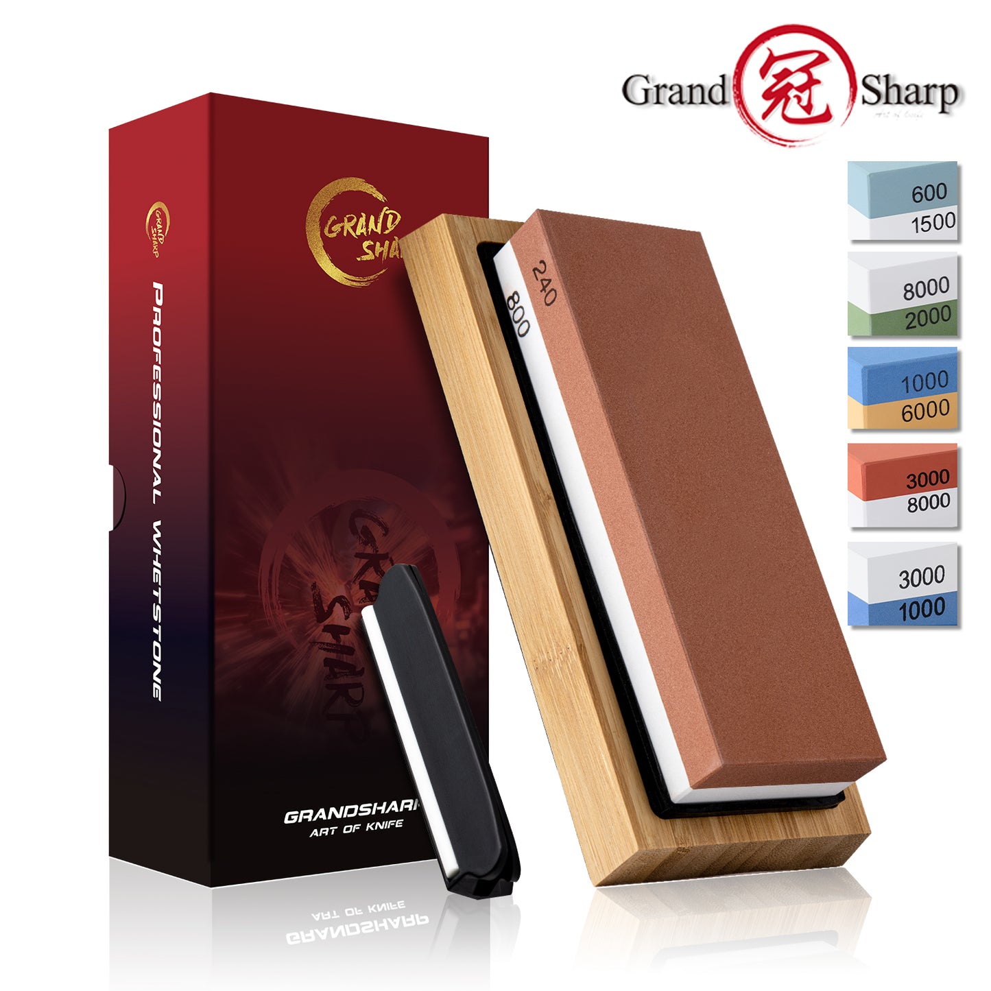 Sharpening Stone 1000 & 3000 Grit Double Sided Whetstone Set For Knives With Non-Slip Bamboo Base Free Angle Guide Corundum