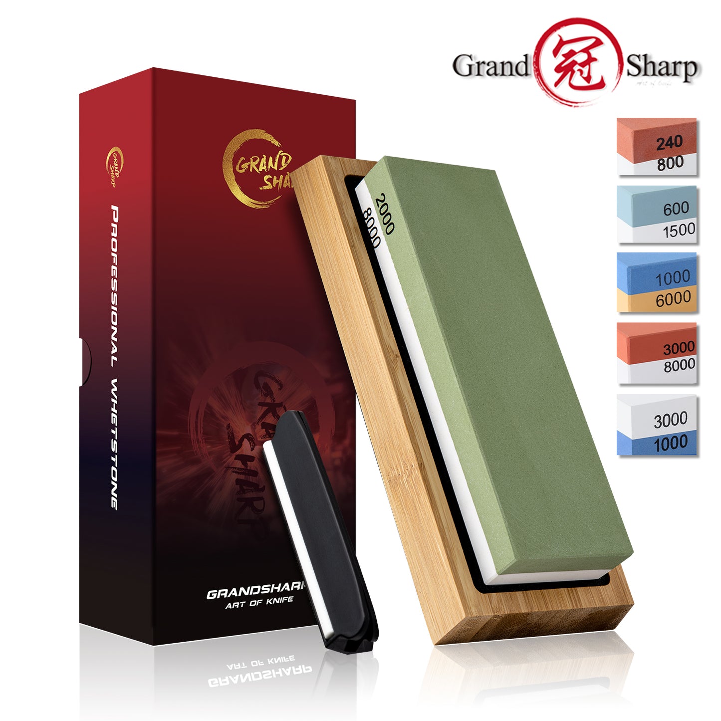 Sharpening Stone 1000 & 3000 Grit Double Sided Whetstone Set For Knives With Non-Slip Bamboo Base Free Angle Guide Corundum