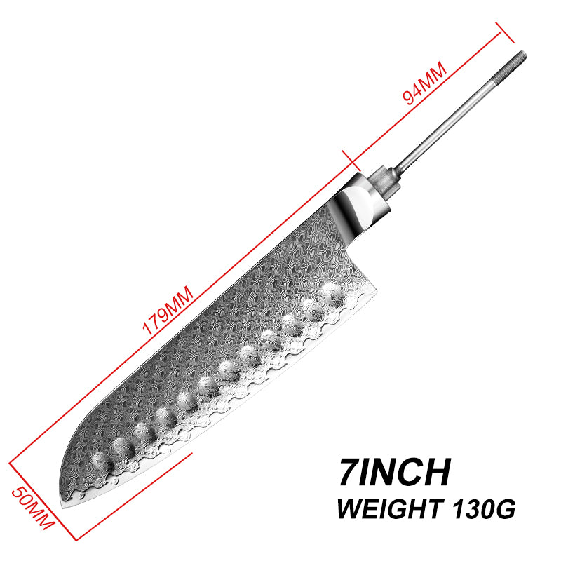 Professional DIY Damascus AUS-10 Steel Kitchen Knife Blank Blade Set Without Handle
