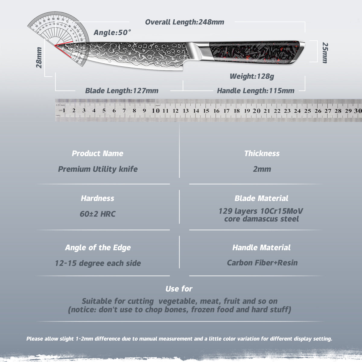 Grandsharp New 129 Layers Damascus Utility Knife
