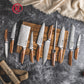 Grandsharp Custom Rose Wood Handle Damascus Kitchen Knife Collection