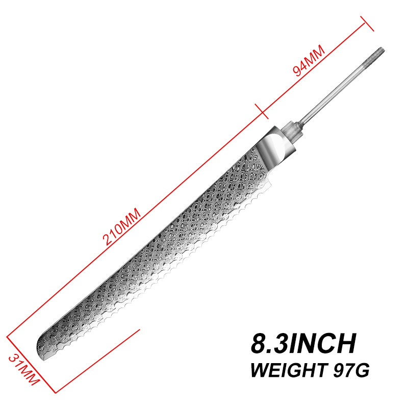 Professional DIY Damascus AUS-10 Steel Kitchen Knife Blank Blade Set Without Handle