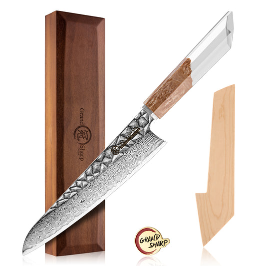 Grandsharp 8 Inch Chef Knife 67 Layers damascus Steel AUS-10 Kitchen Knife Vegetables Fruit Slicer kiritsuke Knives Cooking Tool