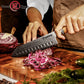 Grandsharp Professional 7 Inch Japanese 67 Layers Damascus Steel Kitchen Knife Santoku Knife With Resin and Oliver Wood Handle