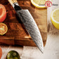 Grandsharp Professional 5 Inch 67 Layers AUS10 Damascus Steel Kitchen Knife Chef Utility Knife with Resin and Oliver Wood Handle