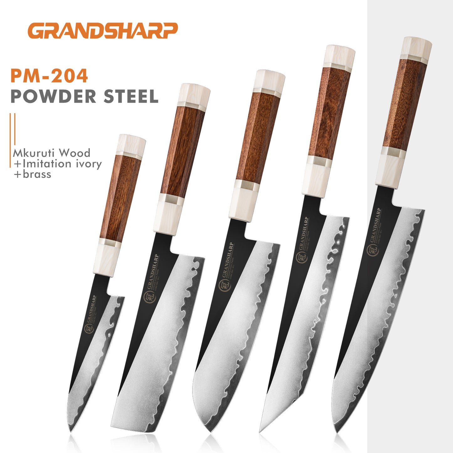 Grandsharp PM204 / M390 San Mai Steel Premium Chef Knife Collection