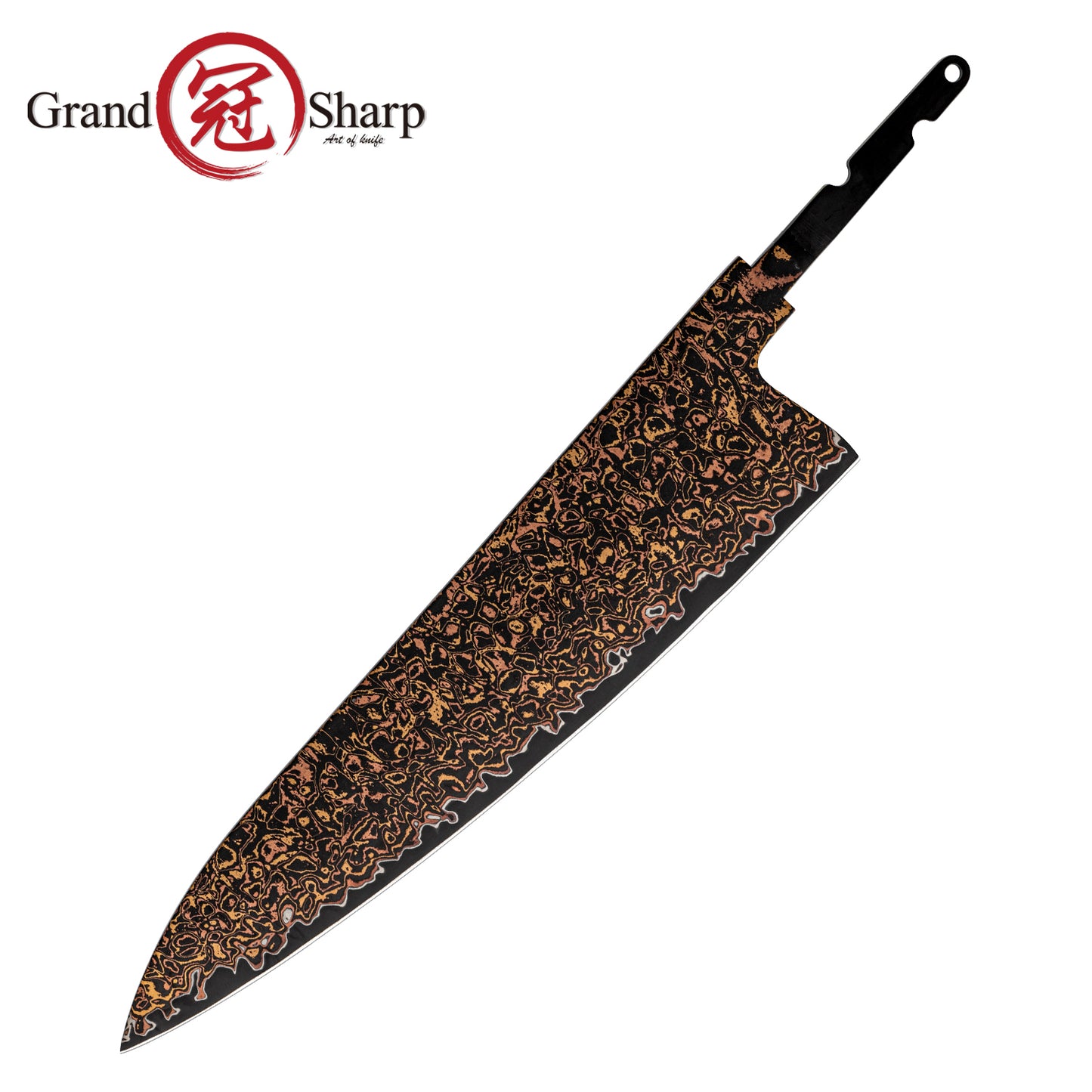 Grandsharp 33 Layers Copper Damascus DIY Blade black finish