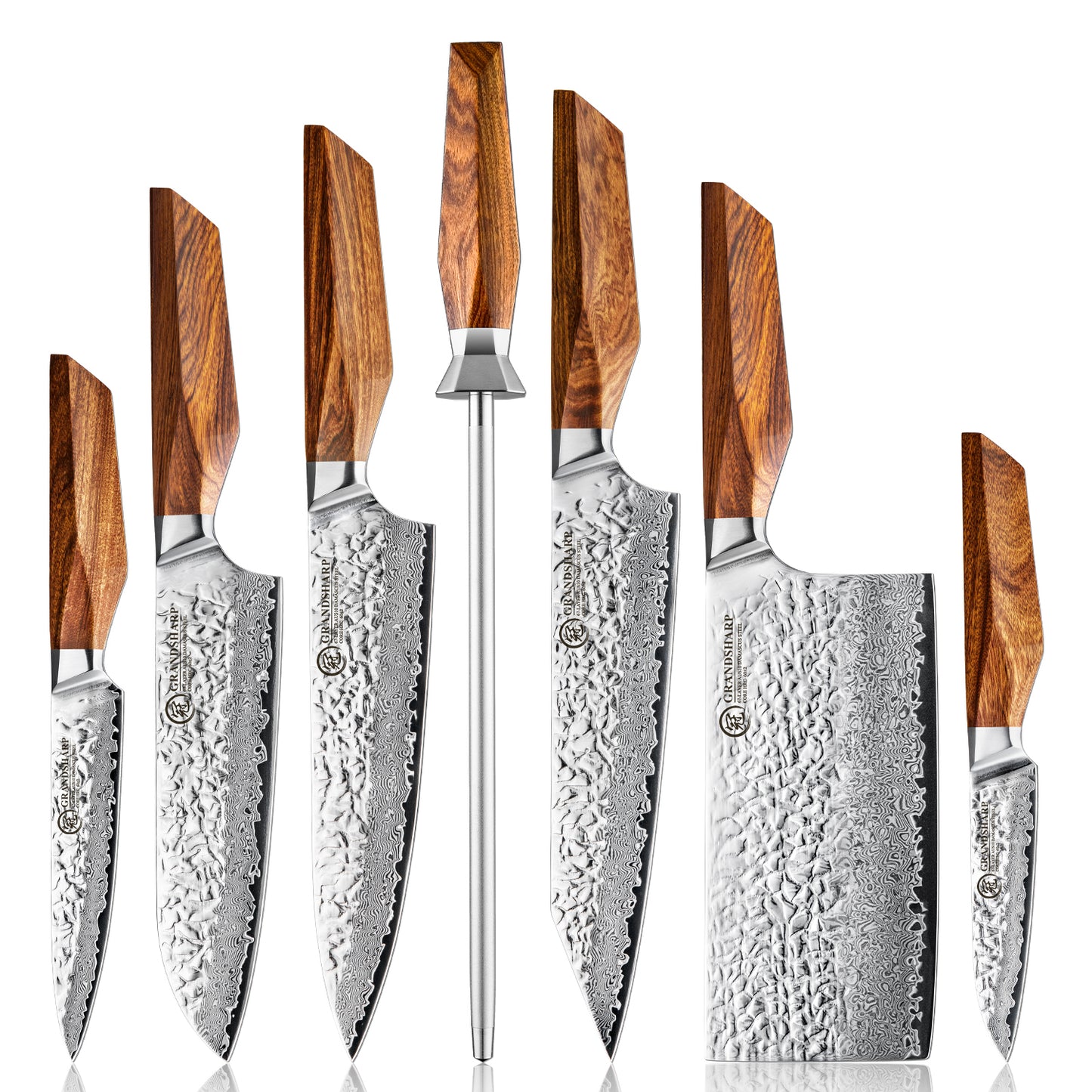 Grandsharp Premium 1-5pcs Damascus Kitchen Knife Set 67 Layers AUS-10 Cutting Core Africa Rose Wood Handle Meat Food Cutter