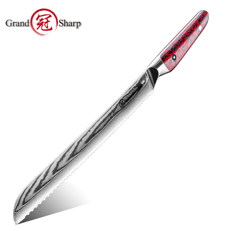 Grandsharp 67 Layers Damascus Serrated Bread Knife