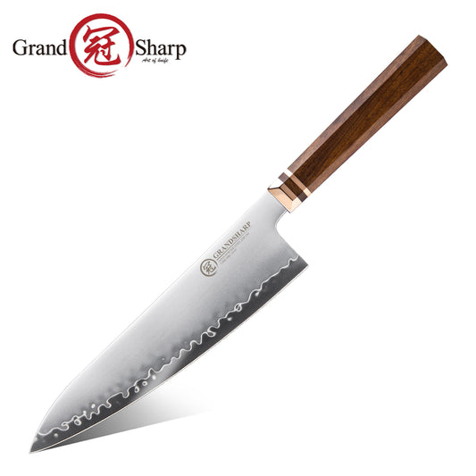 Grandsharp Chef Gyuto Knife in Japan ZDP-189 San Mai Steel with Mkuruti Wood Handle