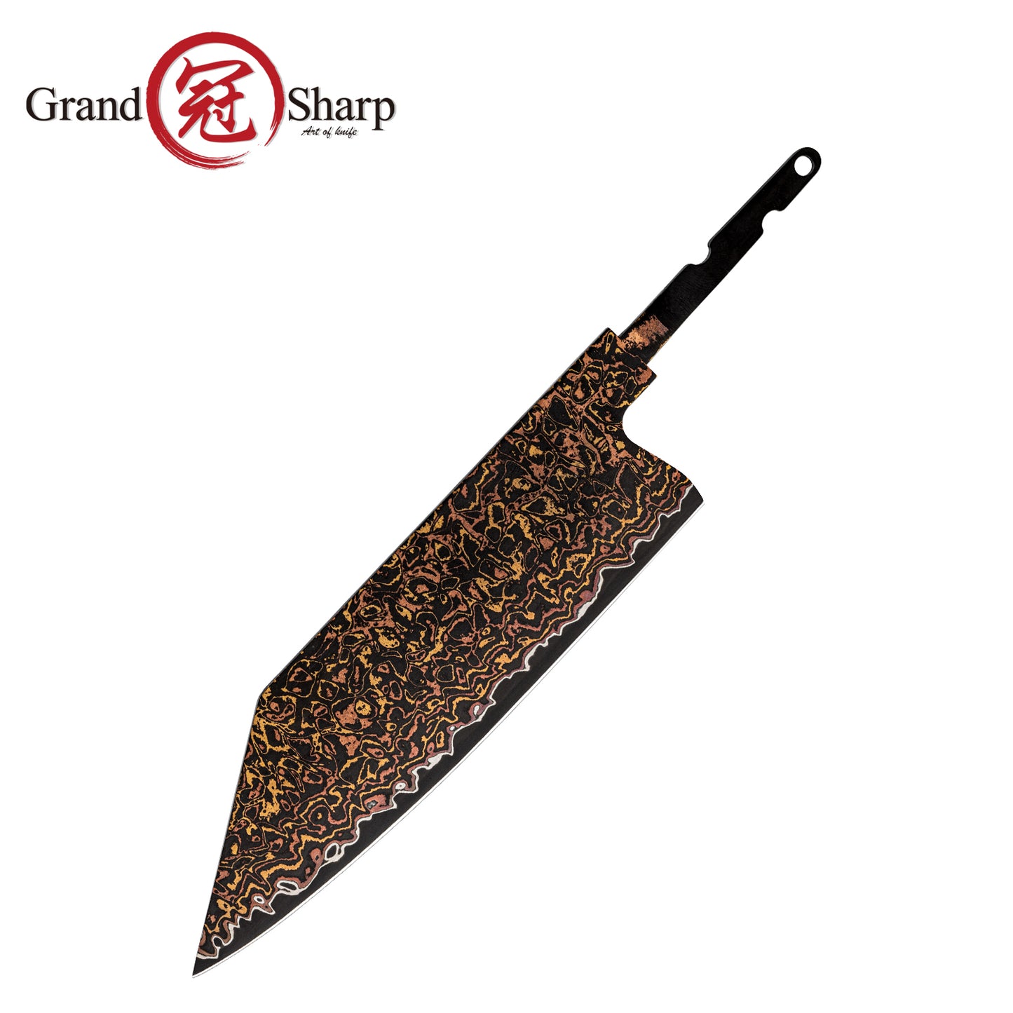Grandsharp 33 Layers Copper Damascus DIY Blade black finish