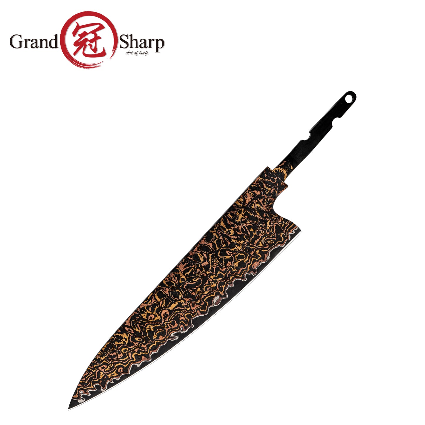Grandsharp 33 Layers Copper Damascus DIY Blade black finish