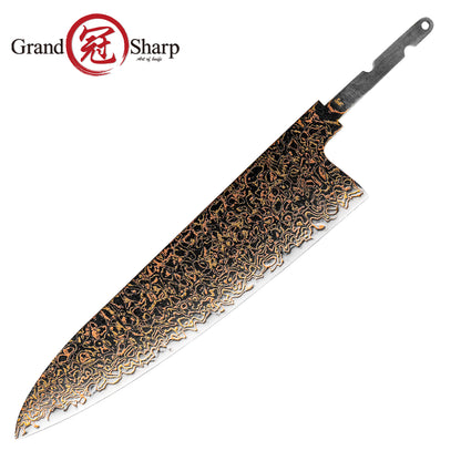 Grandsharp 33 Layers Copper Damascus DIY Blade Mirror-Polished finish