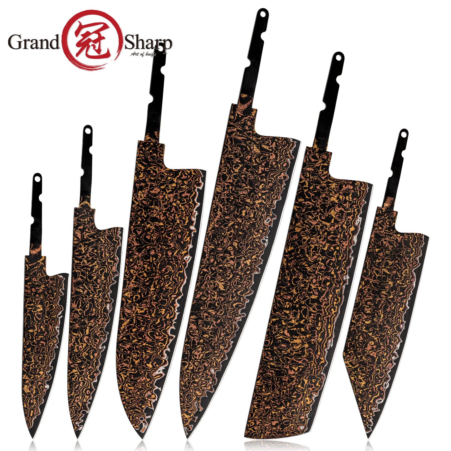 Grandsharp 33 Layers Copper Damascus DIY Blade black finish