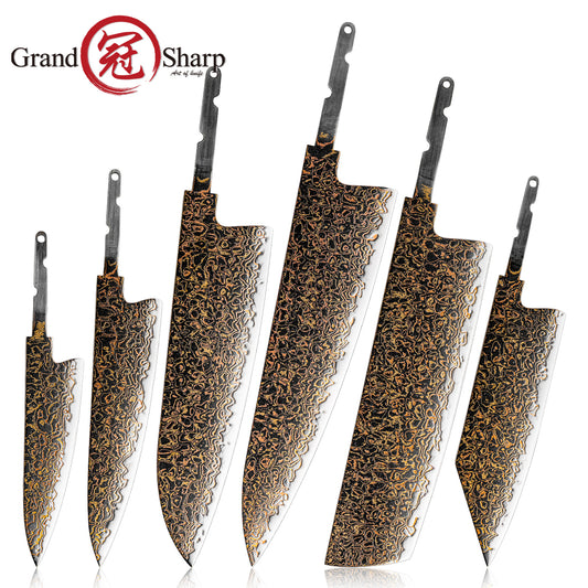 Grandsharp Copper Damascus DIY Blade Mirror-Polished finish