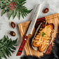 Grandsharp 8'' Japanese Kitchen Bread Knife 55 Layers Copper Damascus Steel Bread Kitchen Knife Red Resin Carbon Fiber Handle
