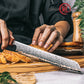 Grandsharp 8'' Japanese Kitchen Bread Knife 55 Layers Copper Damascus Steel Bread Kitchen Knife Red Resin Carbon Fiber Handle