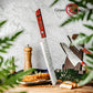 Grandsharp 8'' Japanese Kitchen Bread Knife 55 Layers Copper Damascus Steel Bread Kitchen Knife Red Resin Carbon Fiber Handle