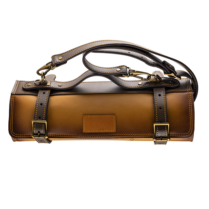 Grandsharp New Leather Foldable Storage Pouch Kitchen Knives Bags Chef Knife Roll Bag with Exquisite Craftsmanship