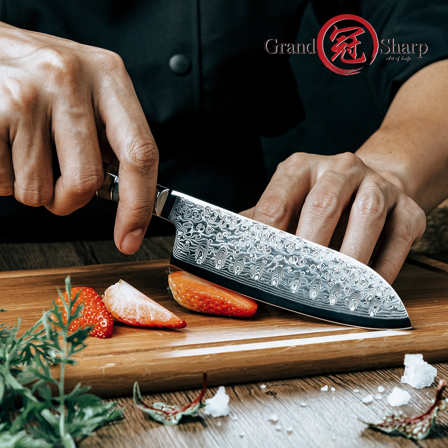 Grandsharp 5'' Santoku Knife 67 Layers AUS10 Damascus Steel Kitchen Chef Santoku Knives with Pakkawood Handle