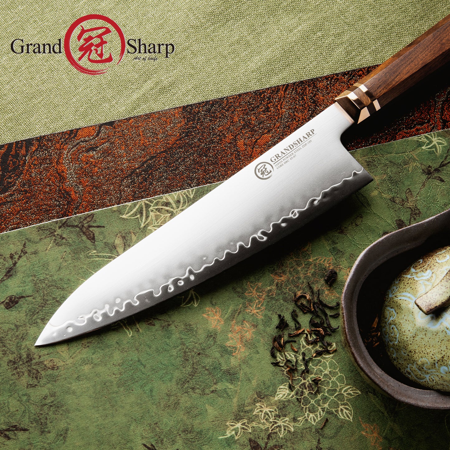 Grandsharp 8 Inch Japan ZDP189 Powder Steel Chef Gyuto Knives with Mkuruti Wood Handle