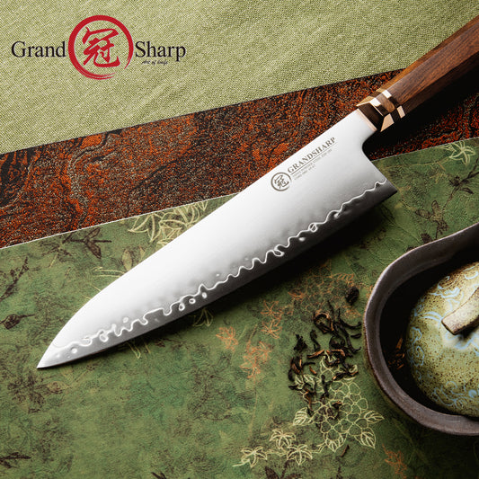 Grandsharp 8 Inch Japan ZDP189 Powder Steel Chef Gyuto Knives with Mkuruti Wood Handle