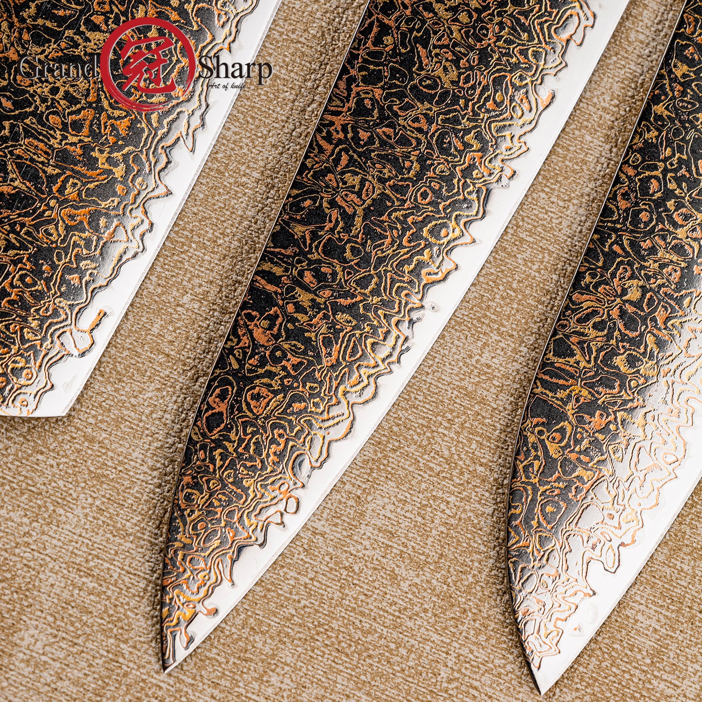 Grandsharp 33 Layers Copper Damascus DIY Blade Mirror-Polished finish
